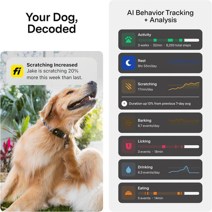 Collar inteligente para perros con GPS-AI, FI Series 3+, Talla XL, Azul.