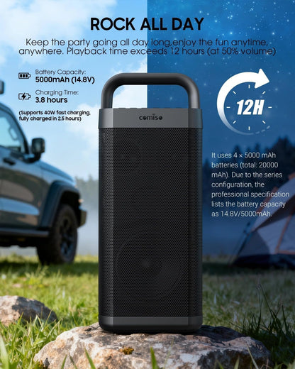 Altavoz Bluetooth Portátil Con Graves Profundos COMISO