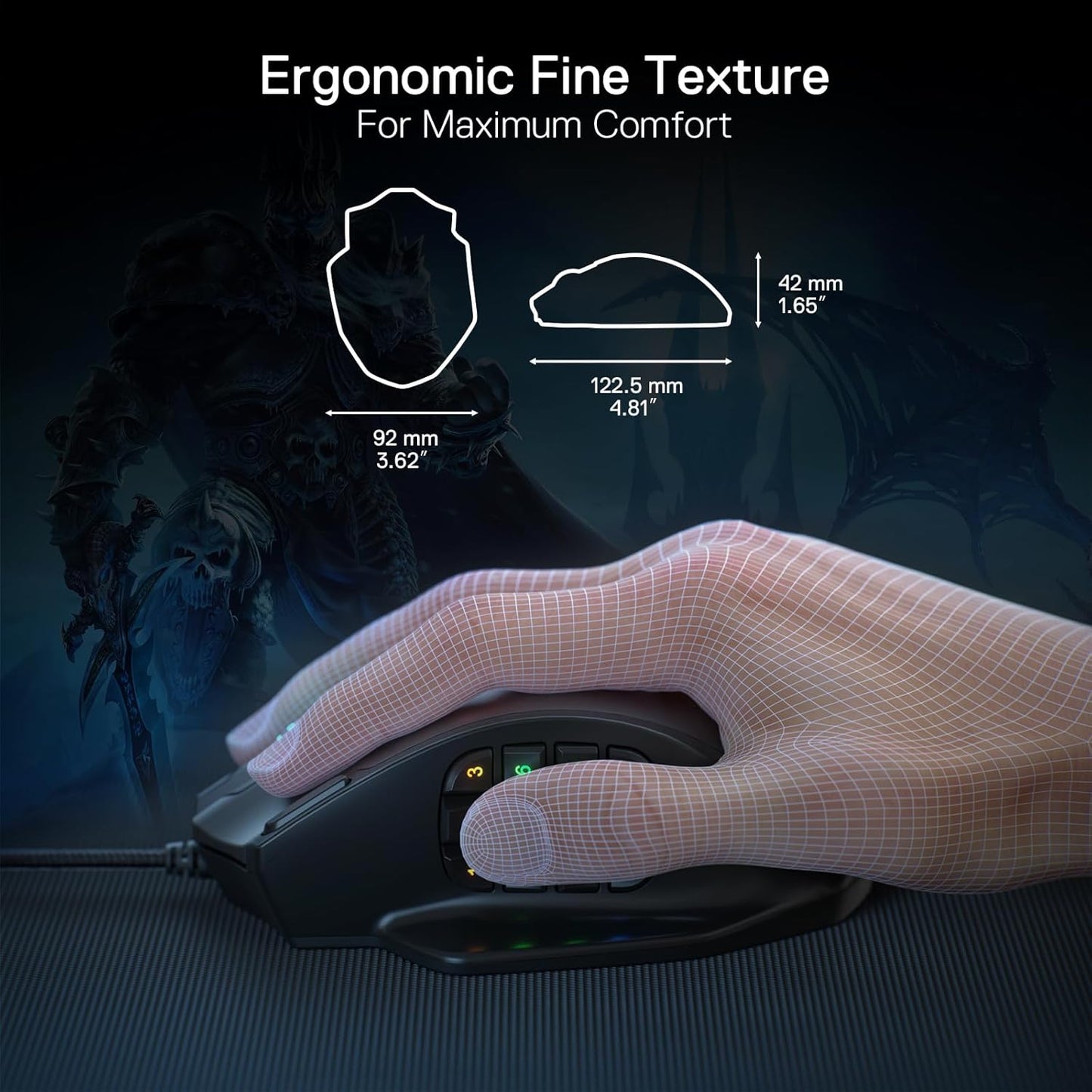 Ratón Redragon Impact RGB LED MMO con botones laterales.(USADO)