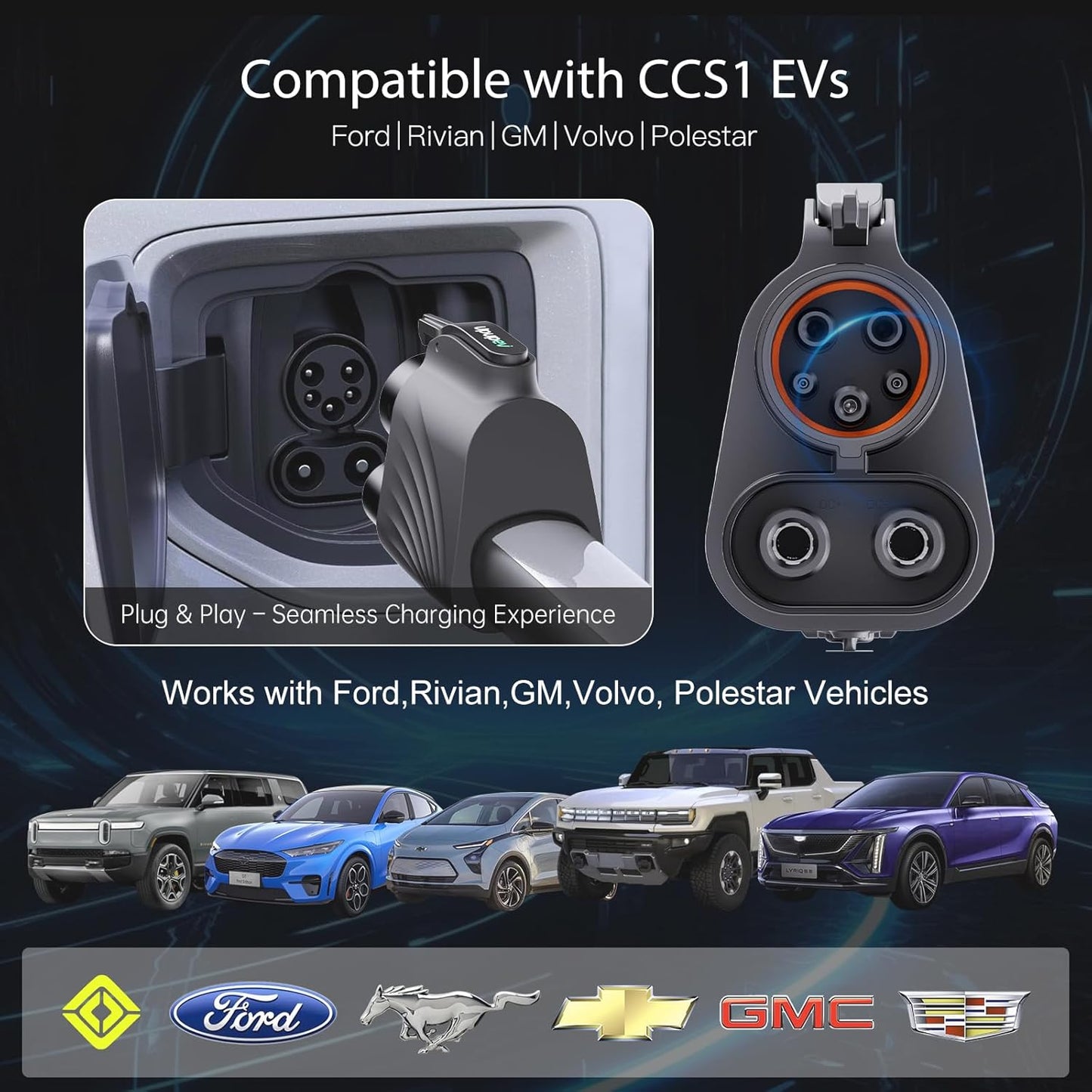 Adaptador de carga rápida para vehículos eléctricos, NACS a CCS1.