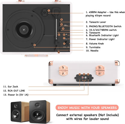 Tocadiscos De Vinilo Con Altavoces Incorporados, RetroAudio