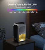 Deshumidificador portátil para dormitorio, 88 onzas, luces LED.
