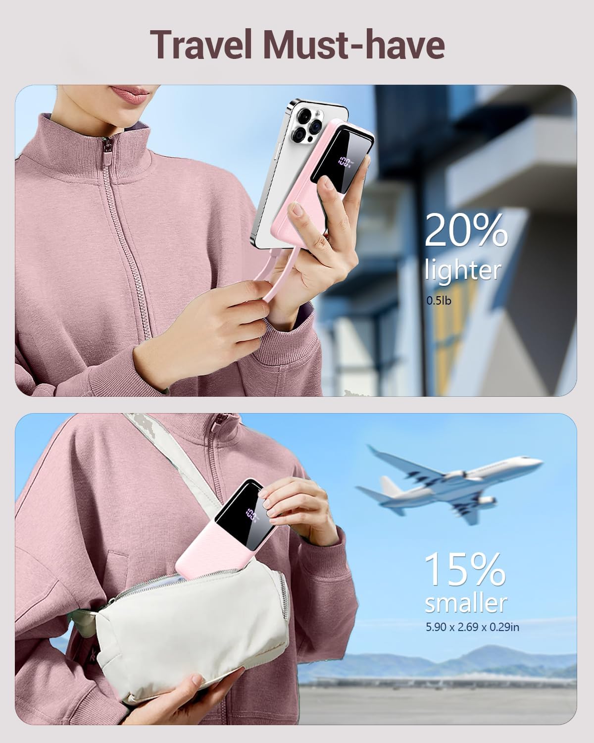 Batería portátil carga rápida cable IOS y C (USADO)