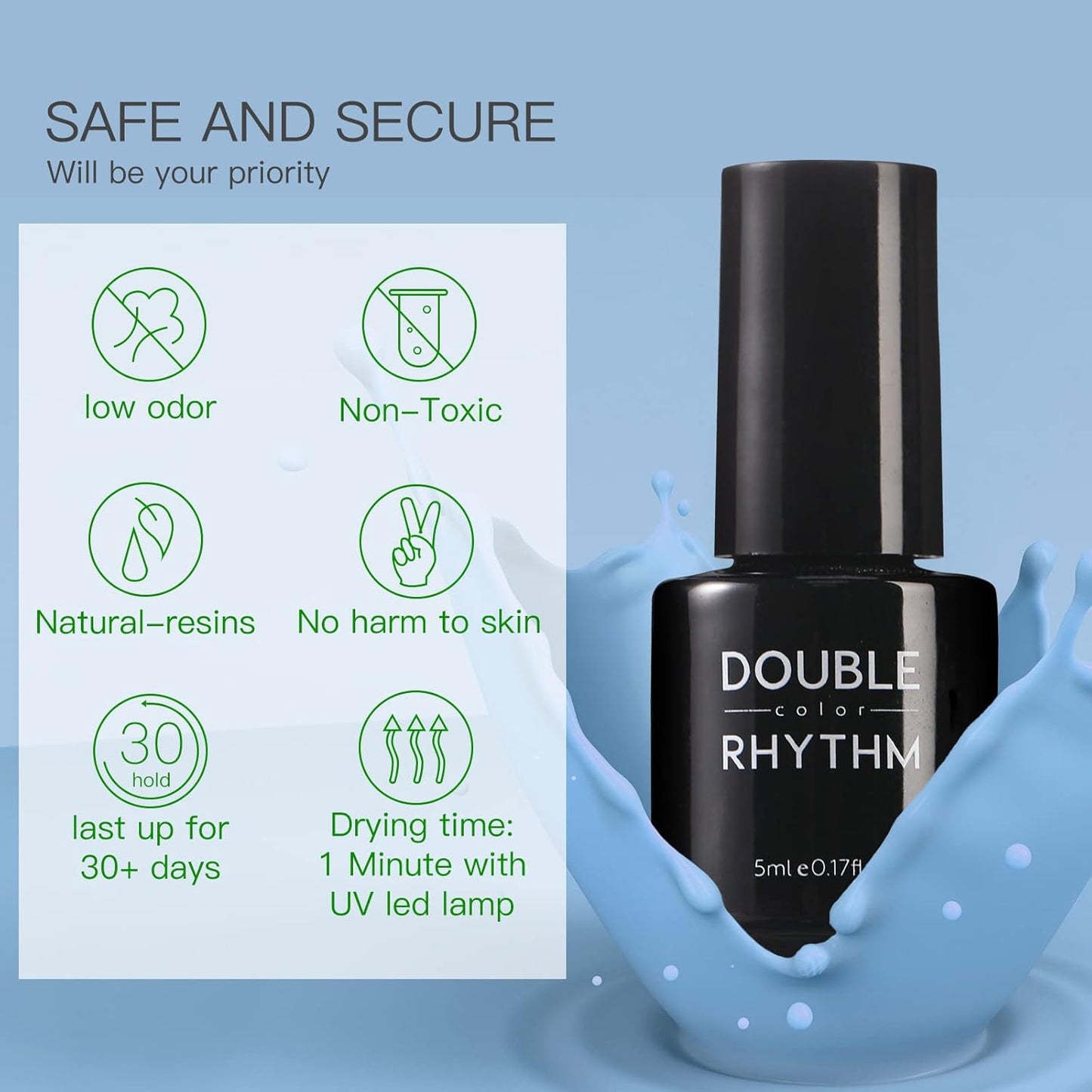Double Rhythm Juego de esmaltes de uñas de gel, kit de 20.