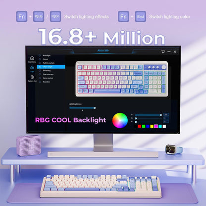 Teclado con cable, retroiluminado RGB, AULA S99, numérico.