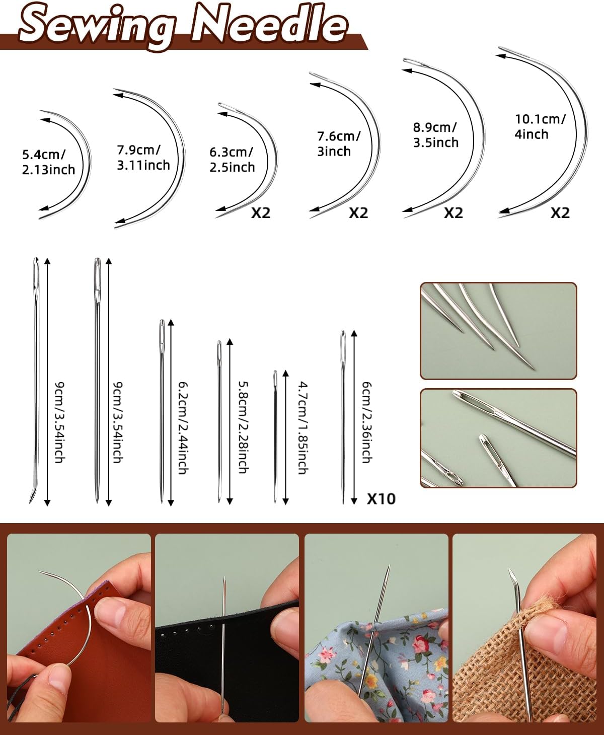 Kit de costura, agujas e hilos de tapicería, punzón cortador de costura.