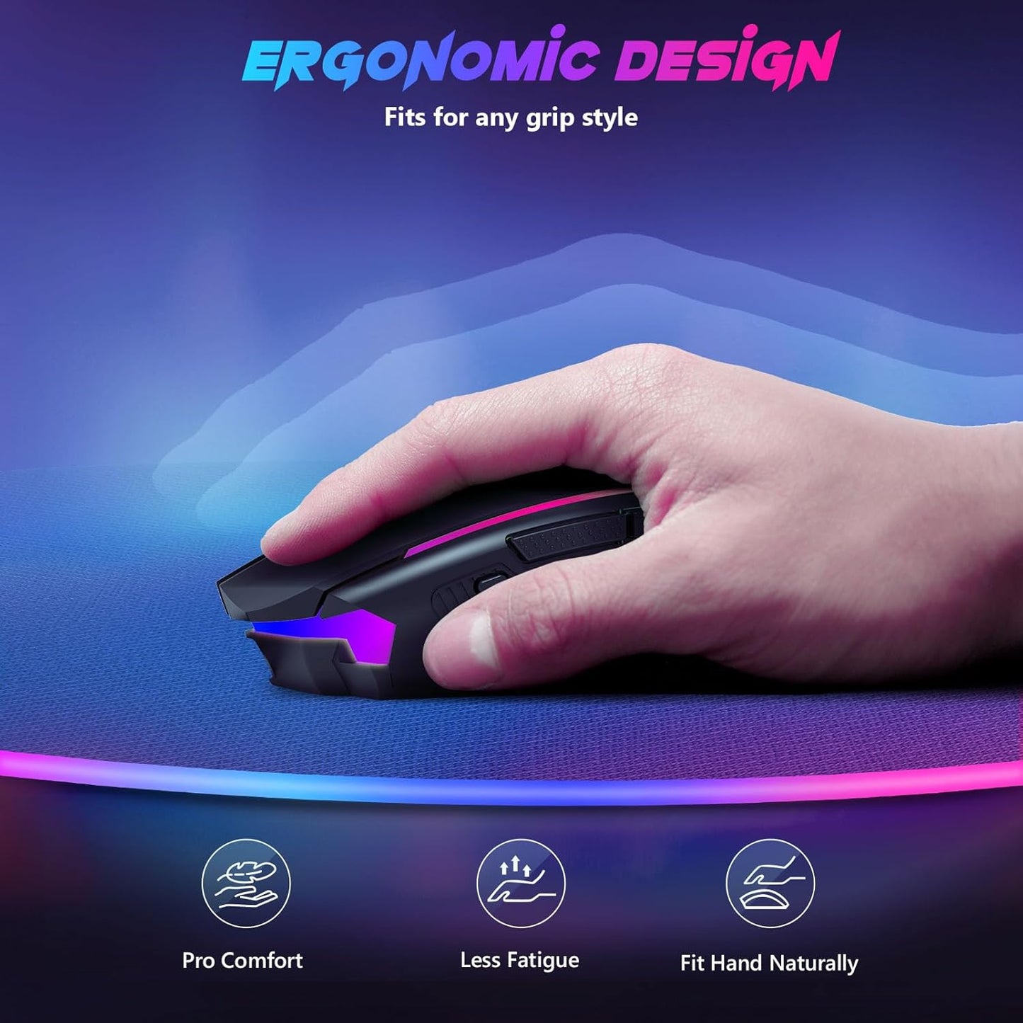 Mouse inalámbrico para juegos, con 8000 DPI, Redragon, RGB.