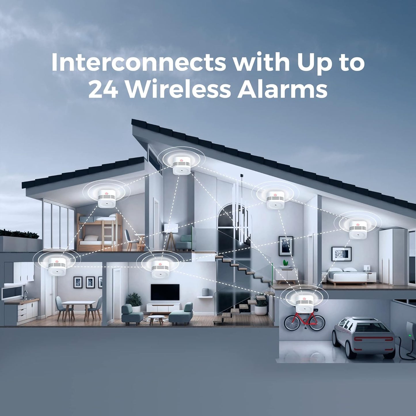 Detector de humo inalámbrico en red, Aegislimk S-RF200, 3 pack.