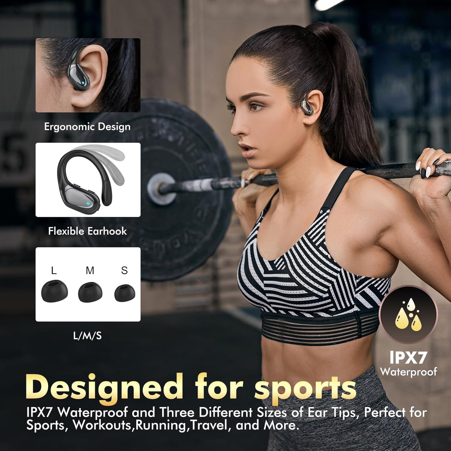 Auriculares inalámbricos Bcaikair BX17, Sports Bluetooth.(NEGRO)