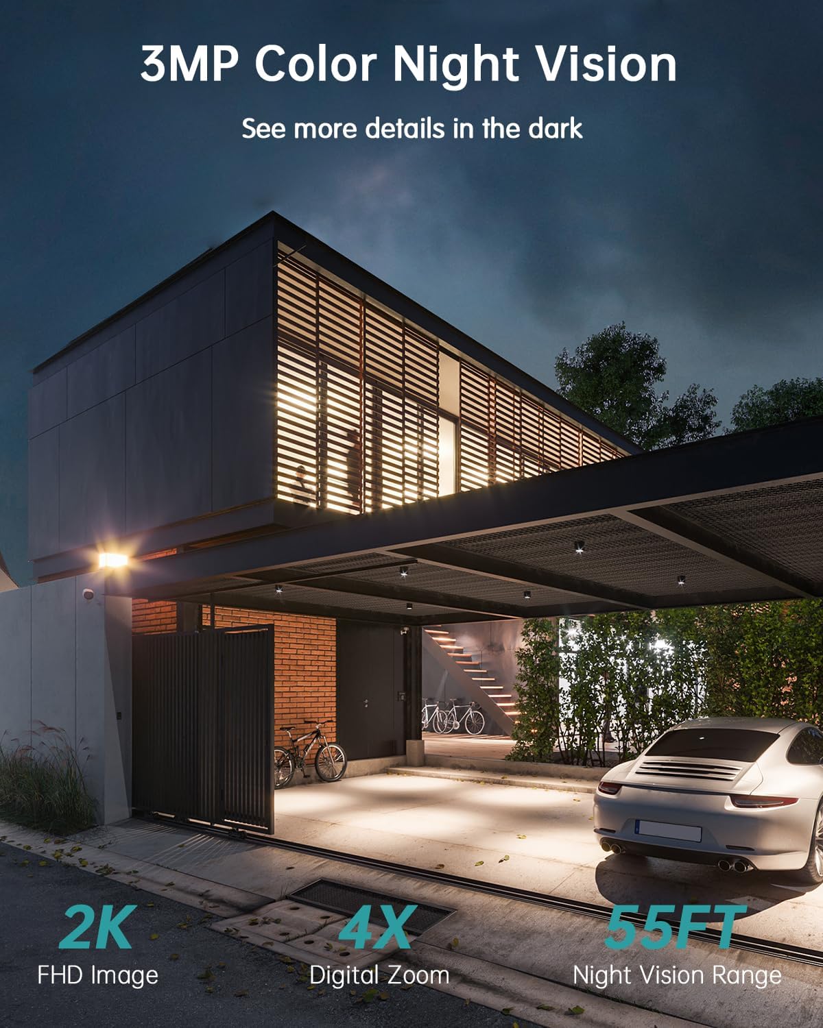 Camara de Vigilancia WiFi, Exterior, 3MP, PTZ 360°.