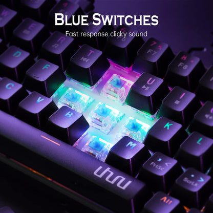 UHURU Teclado mecánico para juegos, UMK-100 con cable.