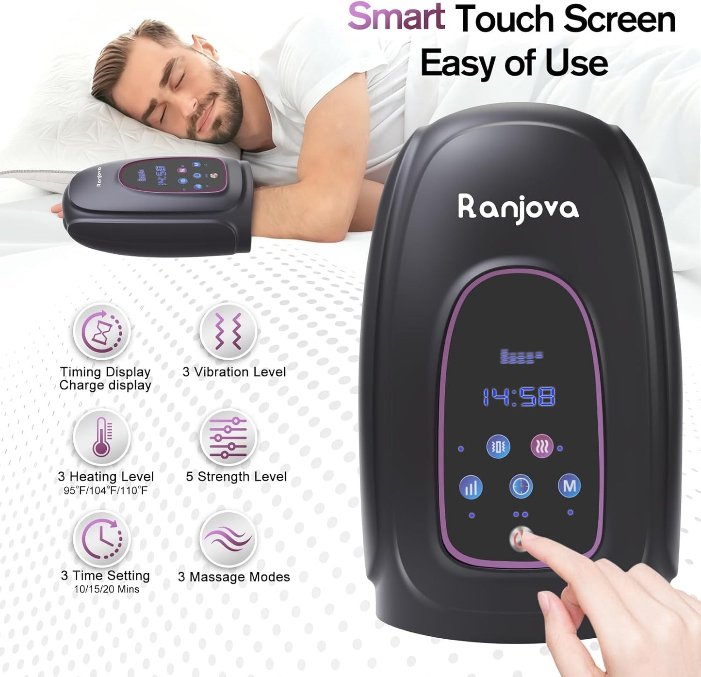 Masajeador de manos con calor y compresión, inalámbrico.