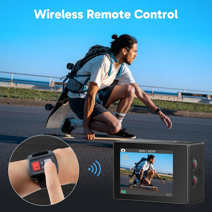 Cámara Deportiva 4K, Acuática Sumergible 30M, Control Remoto 2.4G.