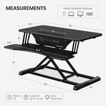 Escritorio eléctrico de 32", Versadesk, altura ajustable, bandeja p/teclado