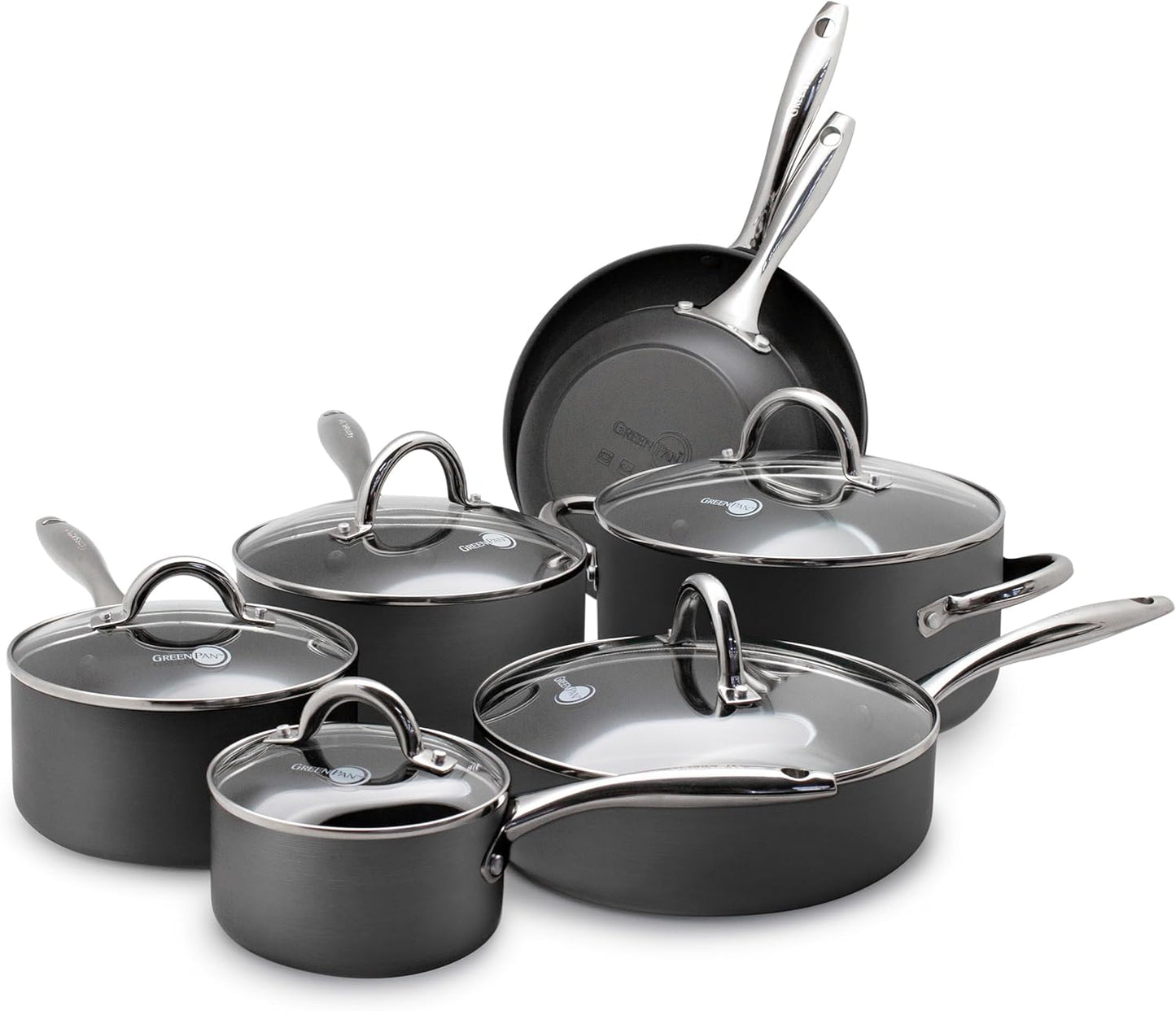 Juego de sartenes de cocina antiadherentes, 12 piezas, (DETALLE).