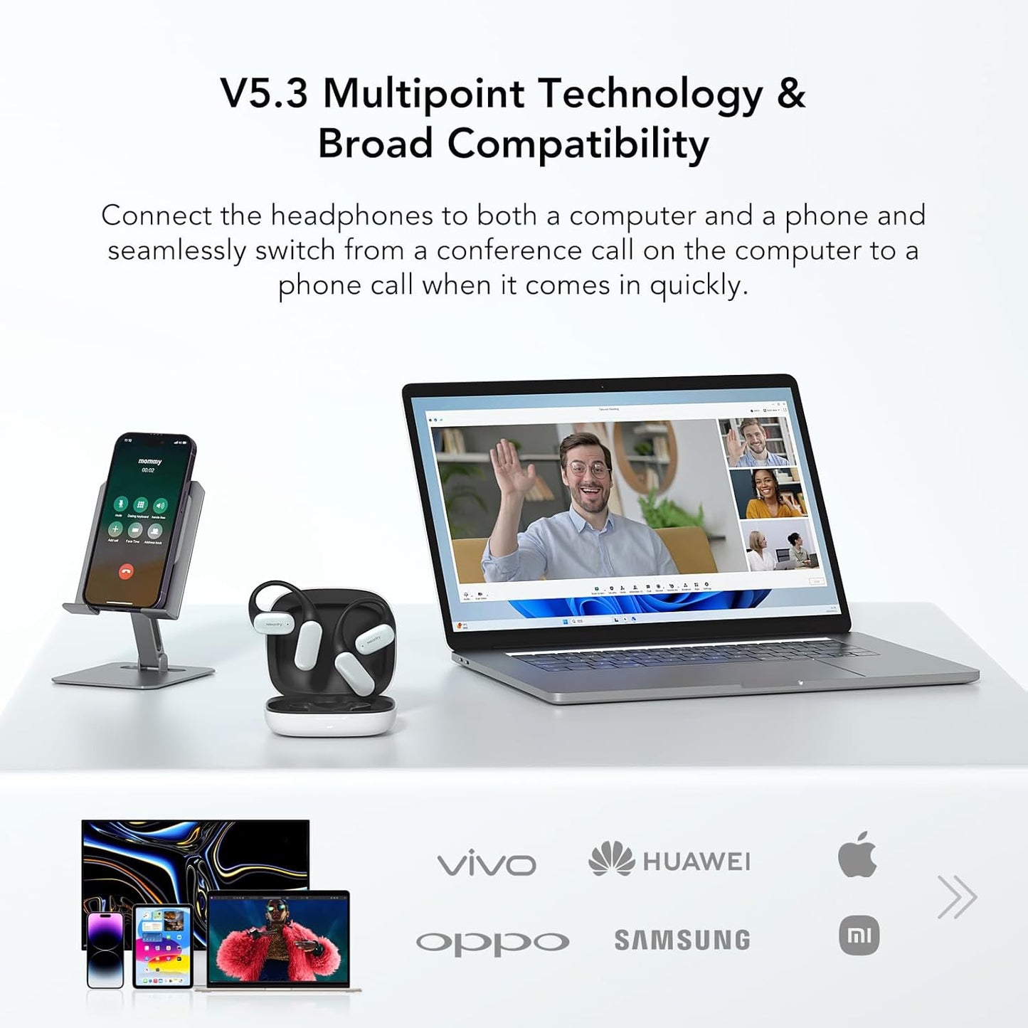 Auriculares Bluetooth de oreja abierta NEARITY conexión dual