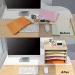 Organizador de escritorio Fitueyes, madera de roble con 4 Niveles