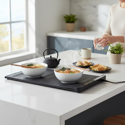 Tapete de calentamiento para alimentos, eléctrica de silicona, Negro.