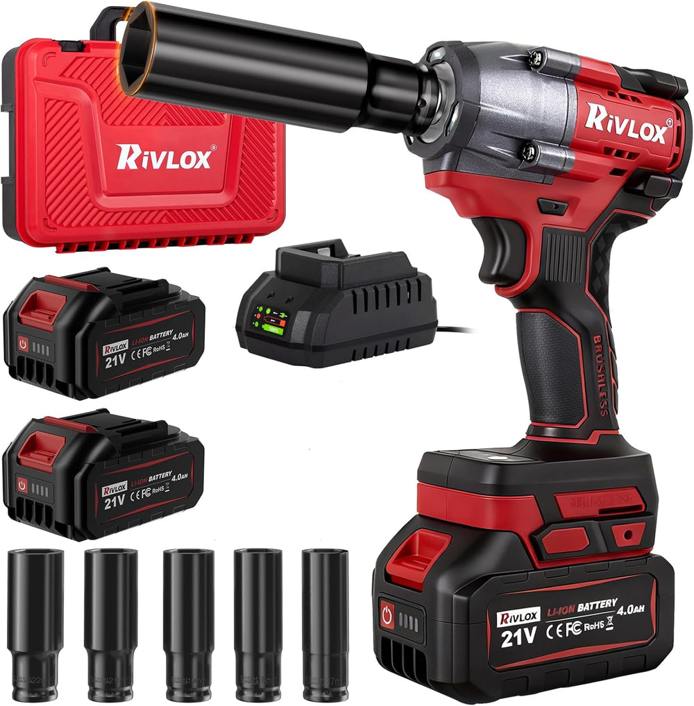 Llave de impacto inalámbrica Rivlox, con 2 baterías y cargador (USADA)