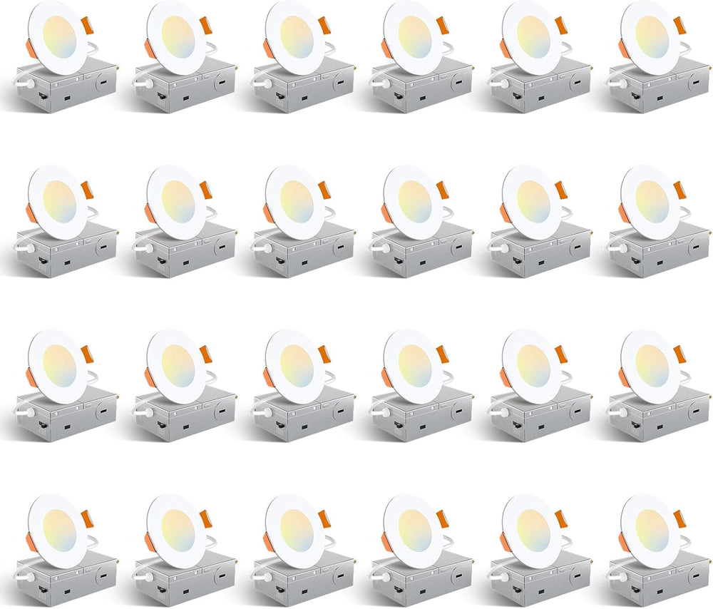Amico Paquete de 24 luces LED empotrables ultrafinas 3"
