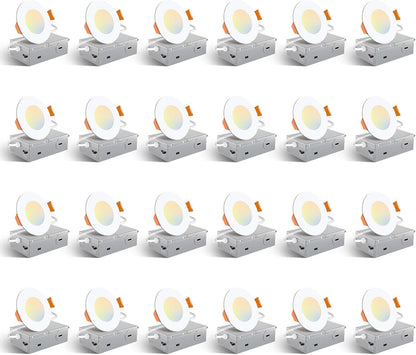 Amico Paquete de 24 luces LED empotrables ultrafinas 3"