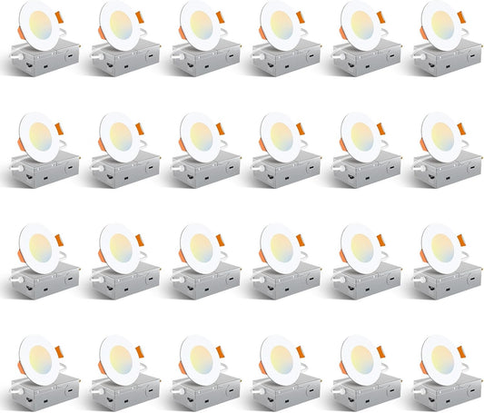 Amico Paquete de 24 luces LED empotrables ultrafinas 3"