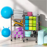 Rack Organizador para Tapetes de Yoga y Gimnasio con Soporte para Pelota