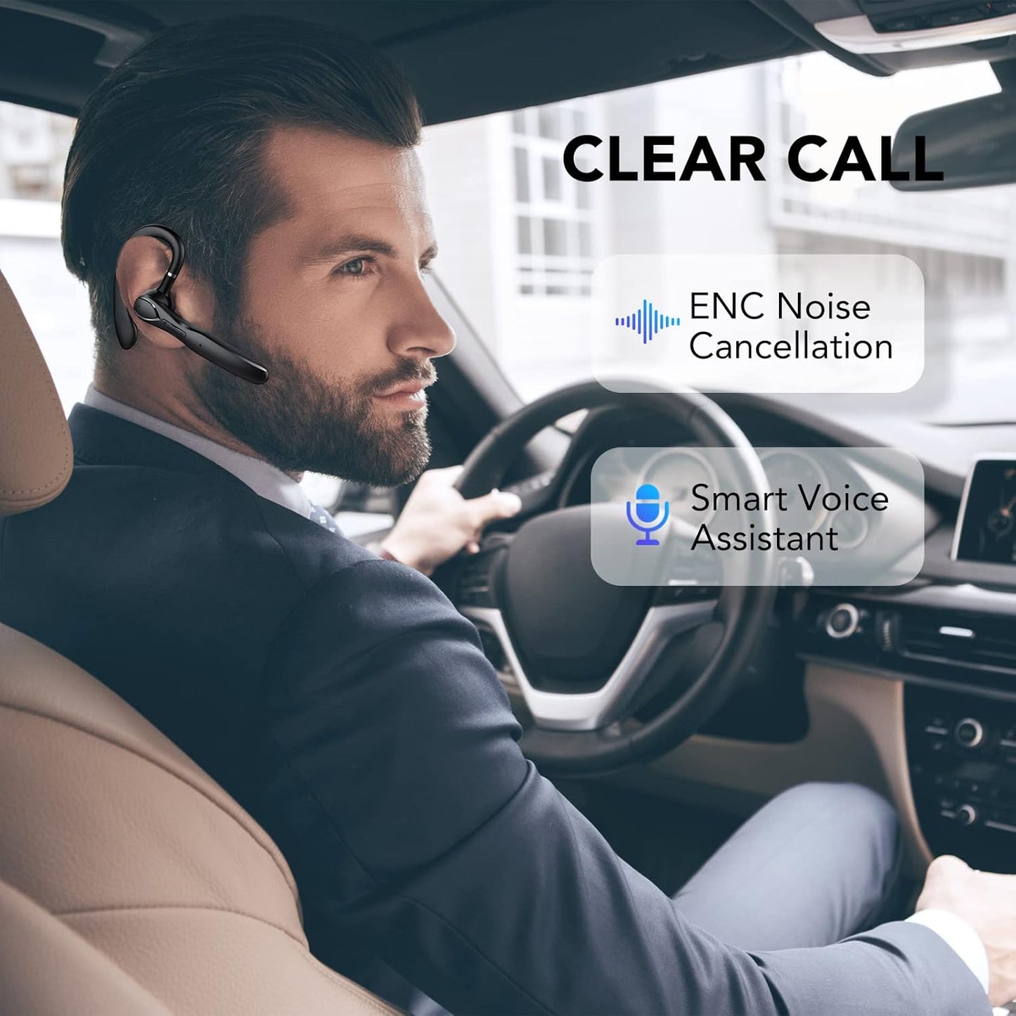 Auricular Manos Libres, Bluetooth 5.3, Cancelación de Ruido.