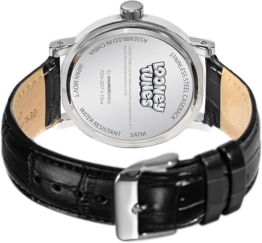 Reloj para adultos, correa de cuero, Looney Tunes, Pato Lucas.