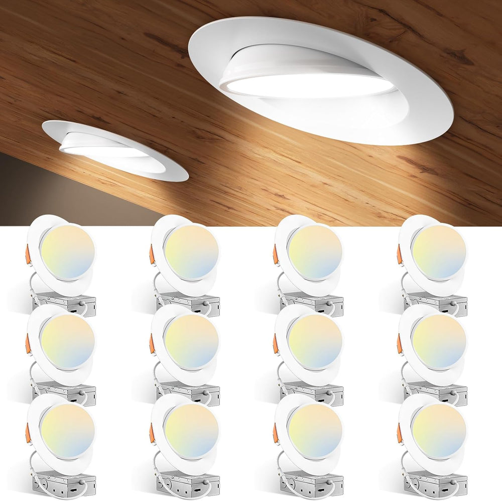 Luces 12 pza LED empotrables de techo con cardán 6 pulgadas, luces direccionales. Amico