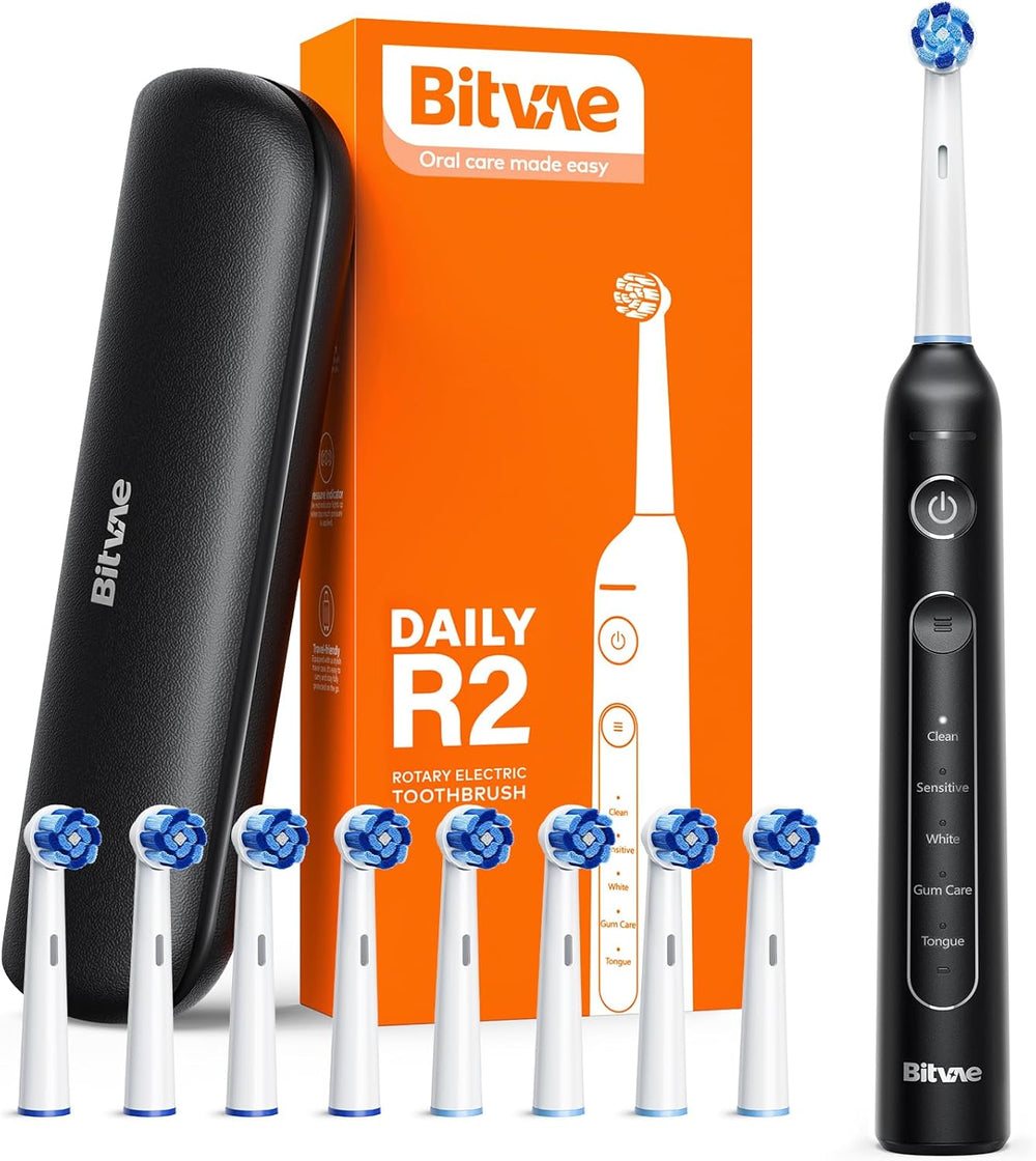 Cepillo de dientes Bitvae R2, eléctrico y giratorio, 8 cabezales 5 modos.