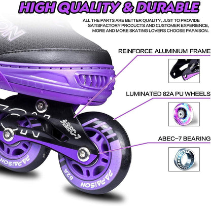 PAPAISON Patines en línea Ajustables con Ruedas LED XL 26.5CM