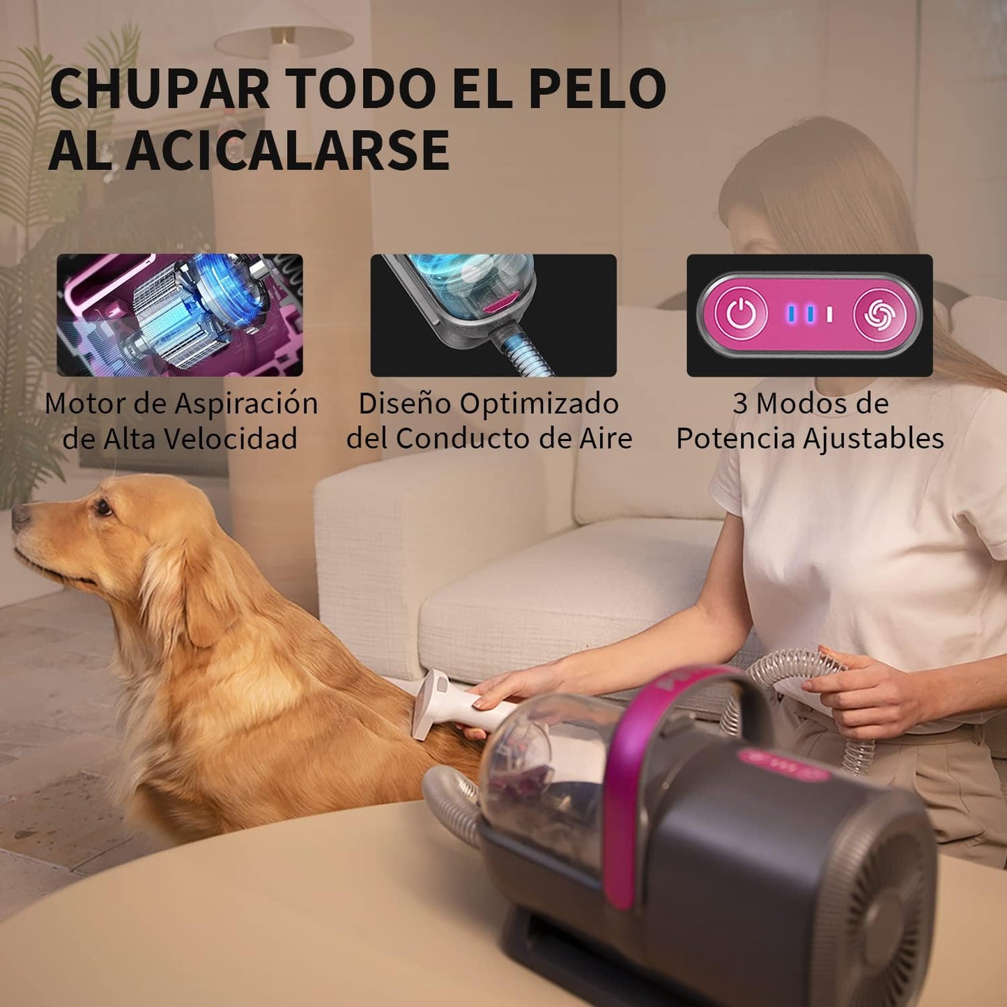 Cortapelos para mascotas con aspiradora, 5 en 1, PETKIT.