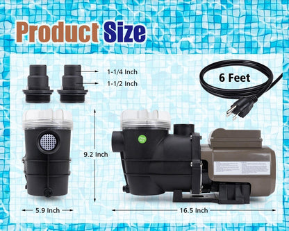 Bomba Para Piscina CIPU 2700GPH 0.35HP Con Temporizador 115V