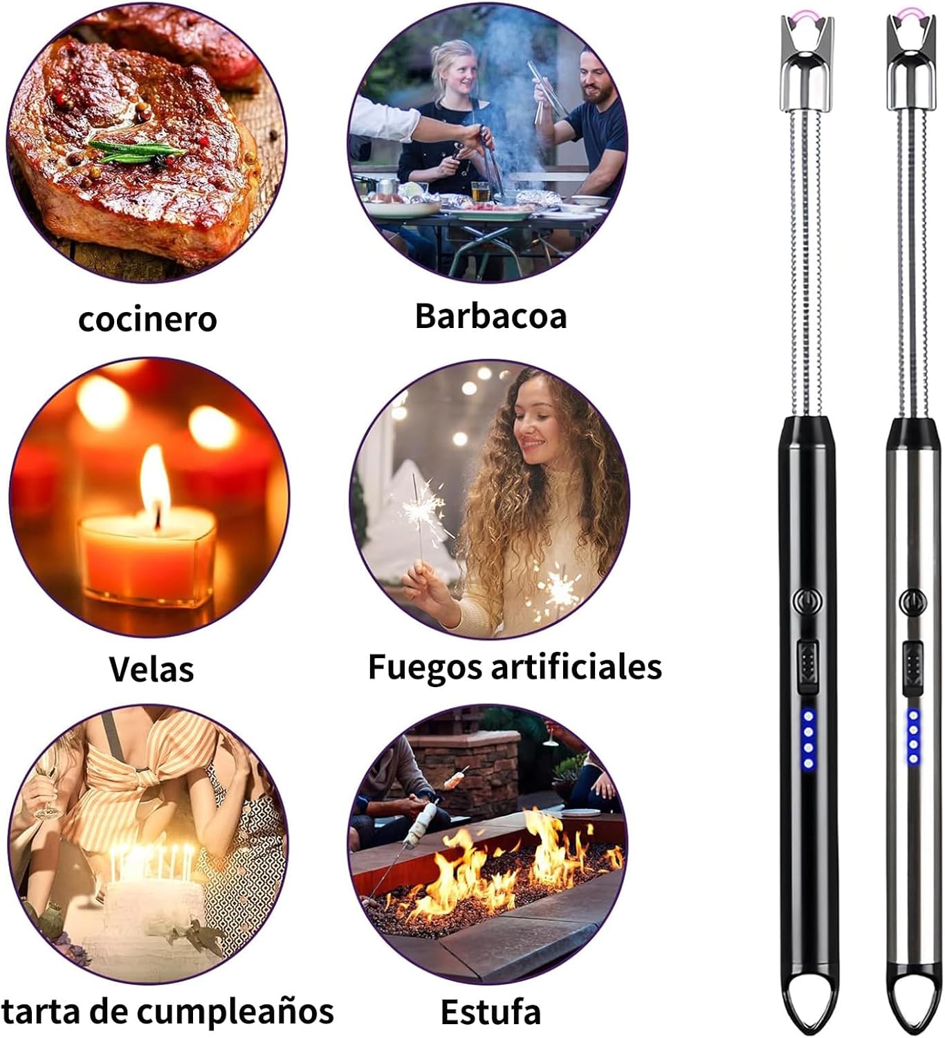 2 Pcs Encendedor Electrónico, Encendedor Electrico USB Recargable.