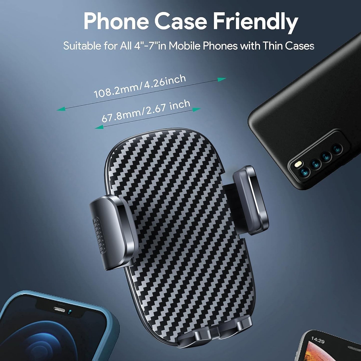 Soporte de coche, para teléfono BIPOPIBO, Brazo largo flexible, ventosas.