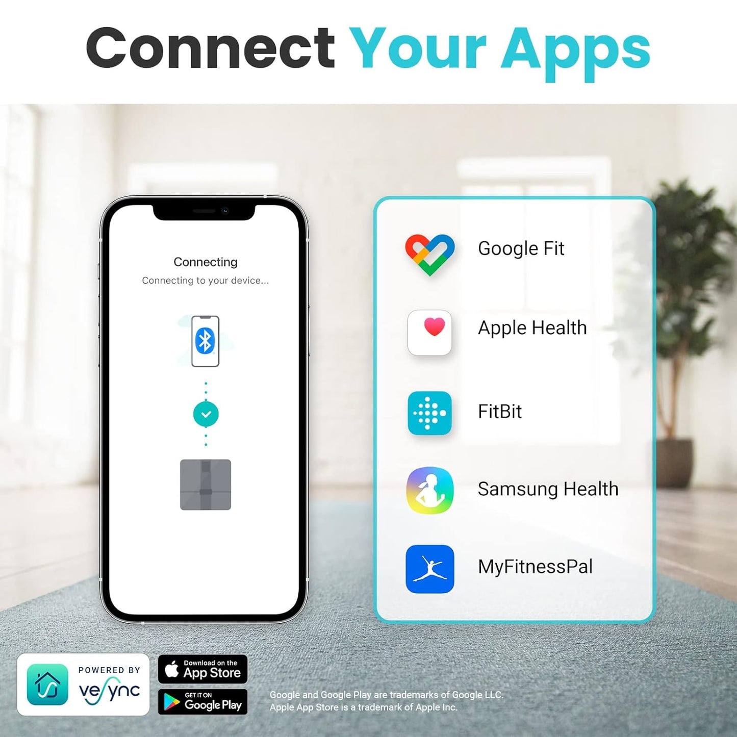 Báscula digital de grasa corporal,  Bluetooth, Peso, IMC, agua, 400lbs. Etekcity
