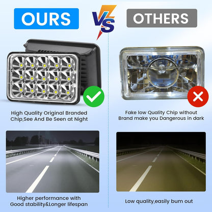 Luces LED de haz de sellado alto/bajo de 4 x 6 " para camioneta todoterreno