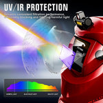 Casco de soldadura TRQWH rojo con oscurecimiento automático y energía solar — vista 5