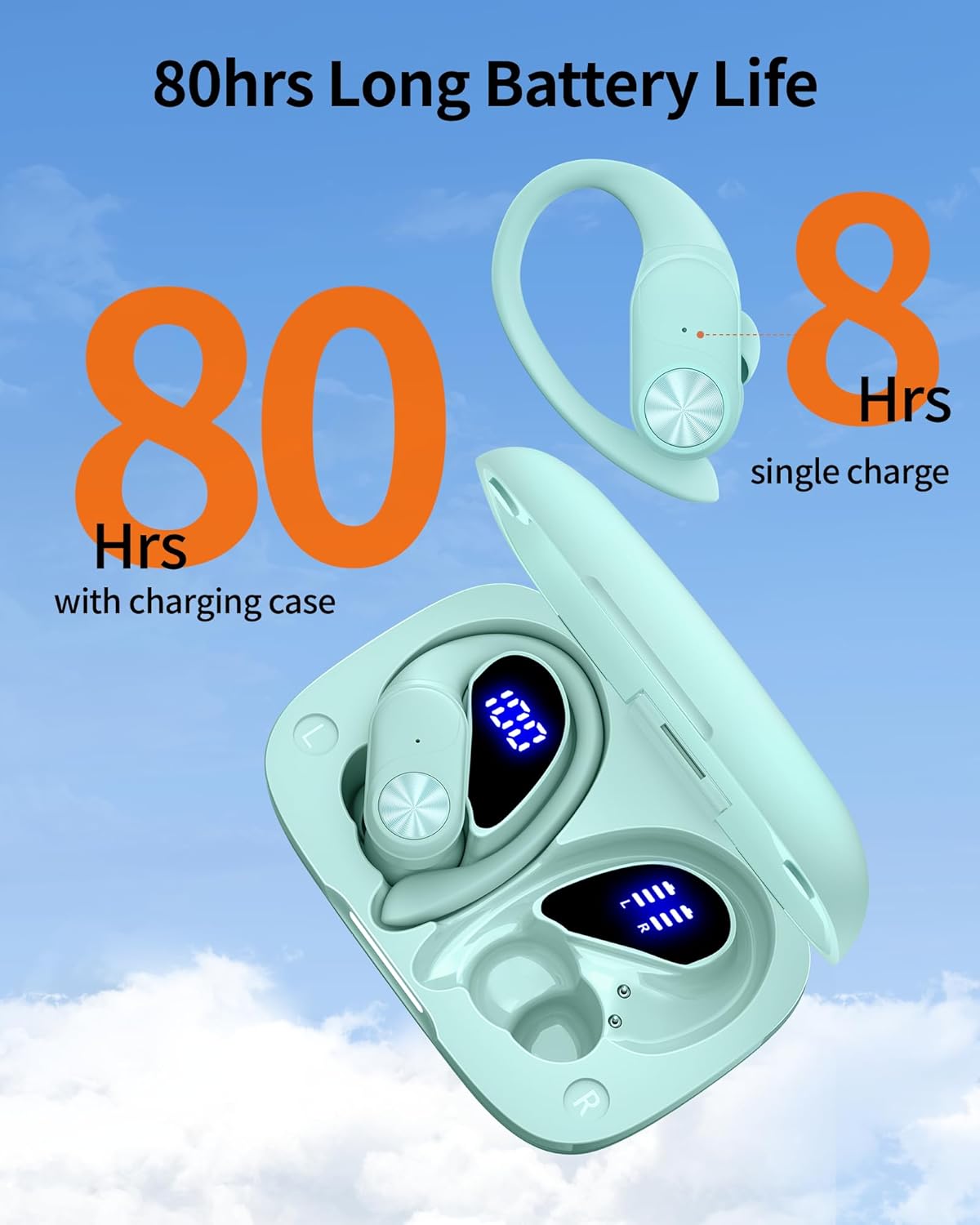 Auriculares Bluetooth Inalámbricos Ipx7, 80h Pocbuds T60 verde