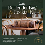 Juego profesional de Bartender, Barillio, Portatil de Lona con Asa.