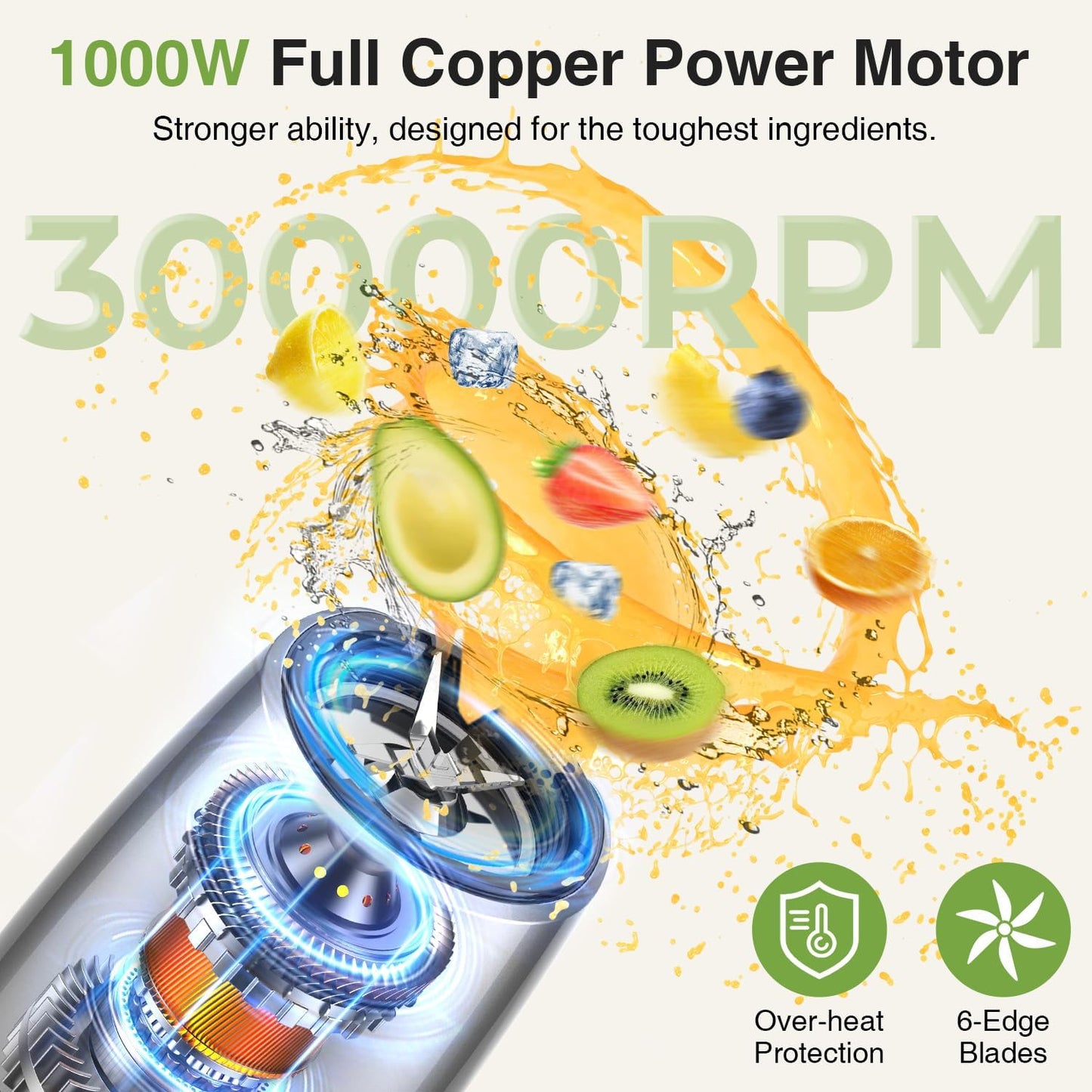 Batidora personal de presion de 1000 W para batidos. KOIOS