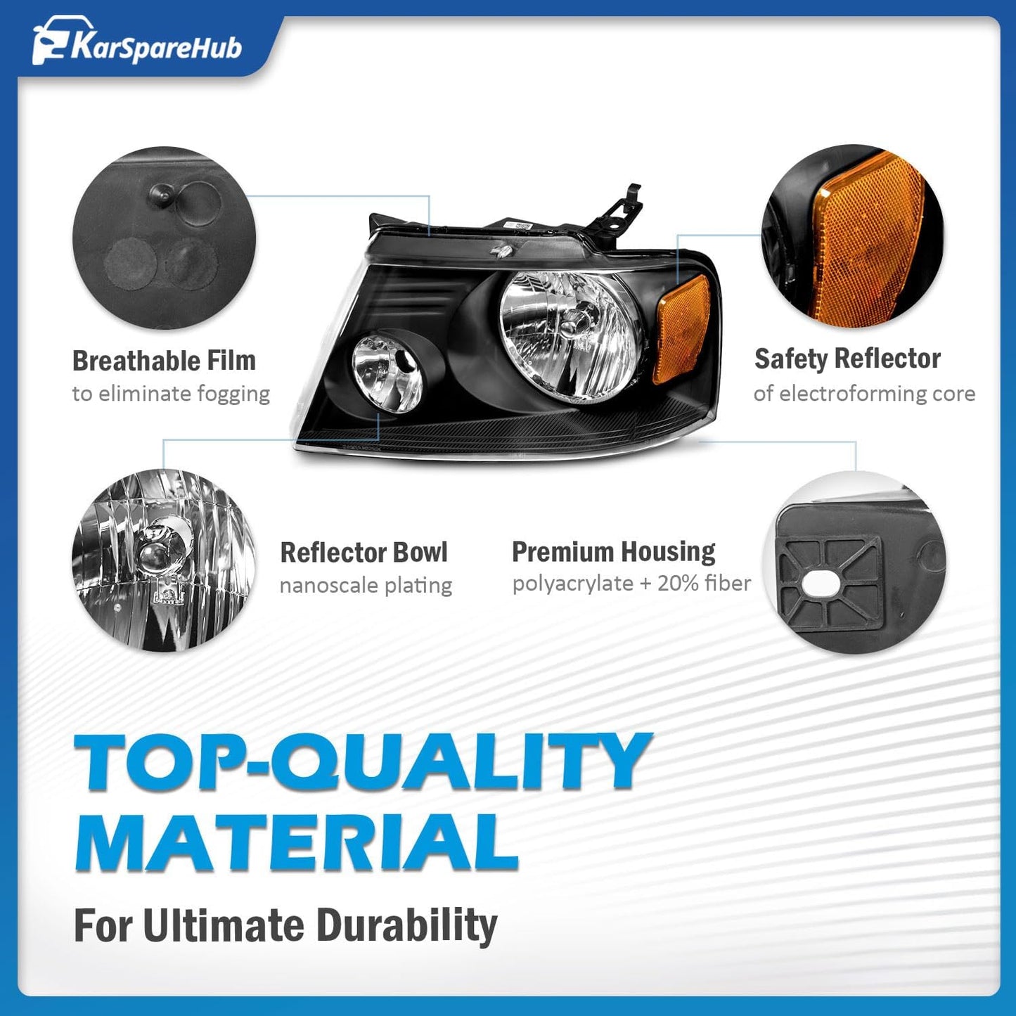 KarSpareHub, Faros delanteros para Ford F150, 2004-08.