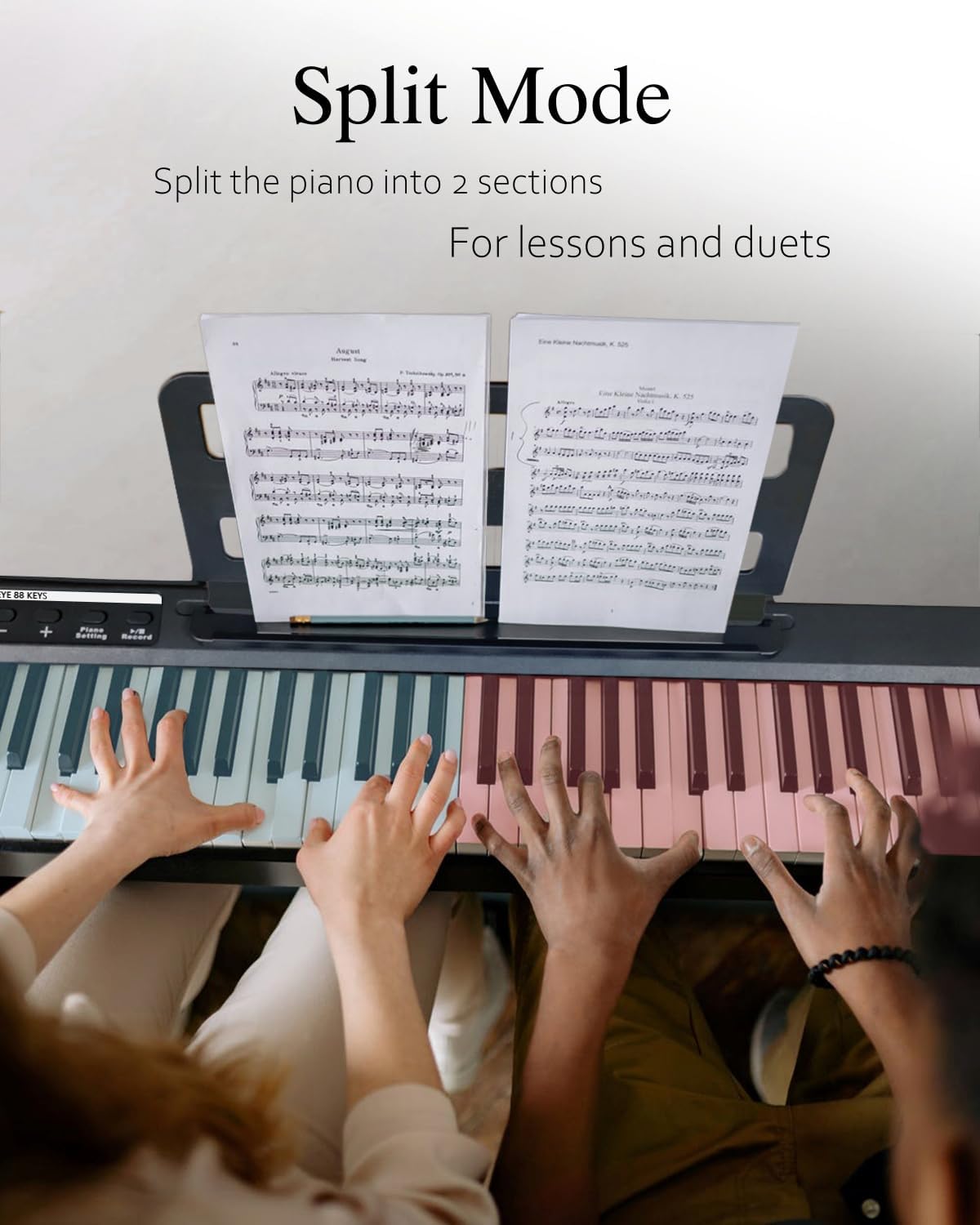Longeye Teclado de piano digital, 88 teclas, tamaño completo, soporte.