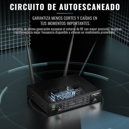 Sistema de Micrófono Inalámbrico Phenyx Pro UHF Dual PTU-71-2B