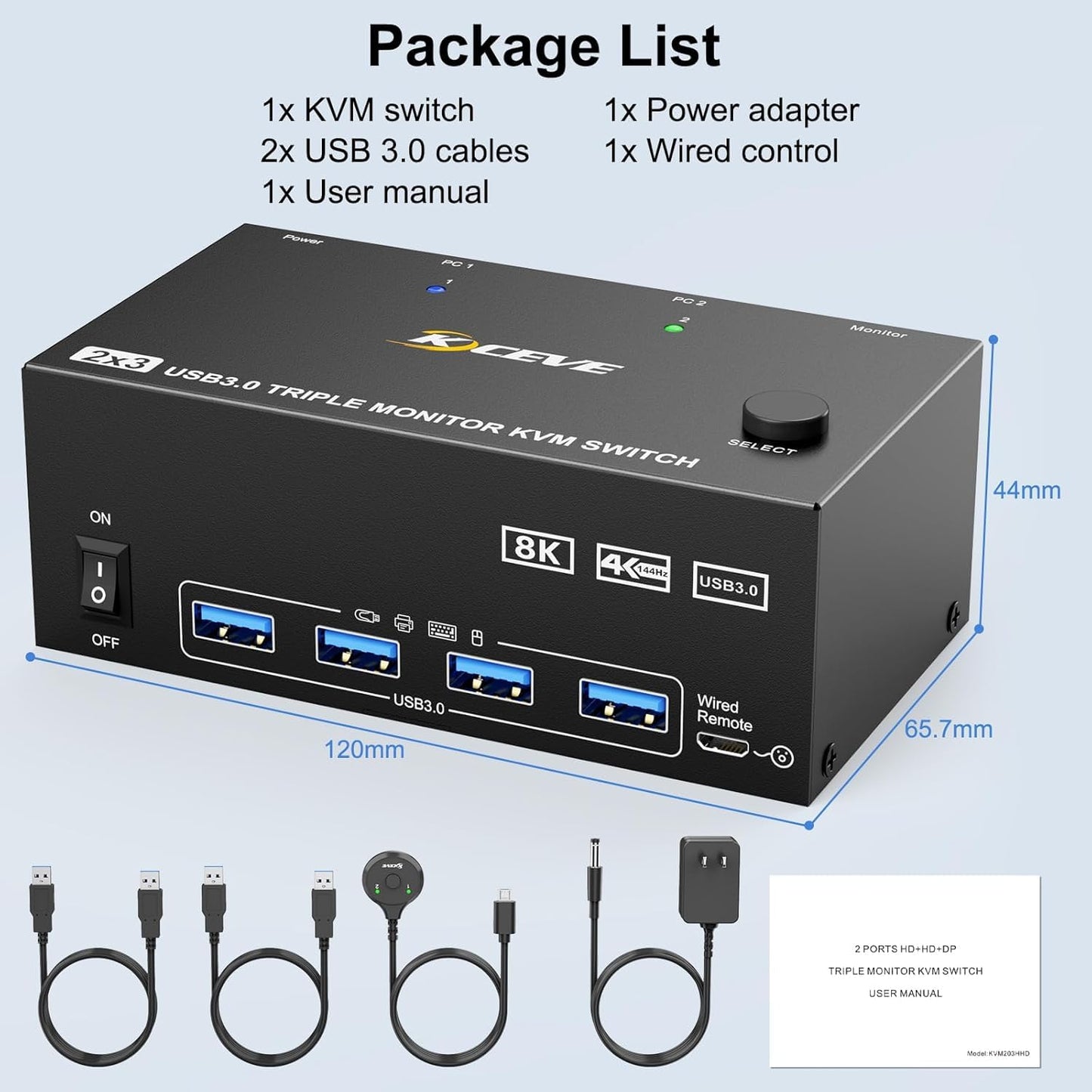 Conmutador KVM HDMI Displayport 8K@60Hz/4K@144Hz