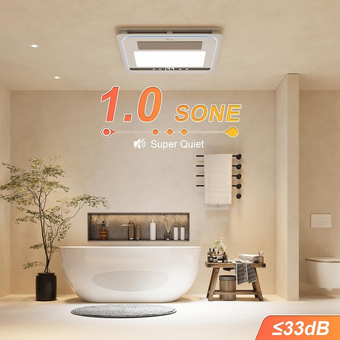Ventilador de escape de baño 4 en 1 con luz, 1760 W, 190 CFM,