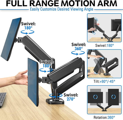 Mountup Soporte de monitor dual ajustable con resorte de gas. USADO