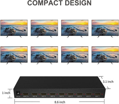 Divisor HDMI de 1 x 8 de Anlink-1 en 8 salidas, alta calidad Ultra HD 4K