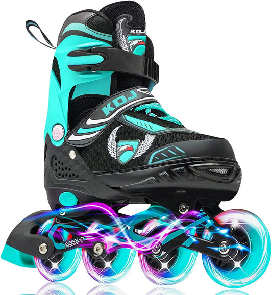 KDJ Patines en línea para niños, patines ajustables con 4 ruedas iluminadoras